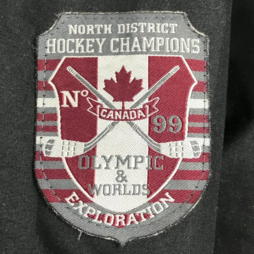 Atlas For Men Black Jacket Coat Sz Large Removable Hood Pockets Hockey Champions - Picture 10 of 12